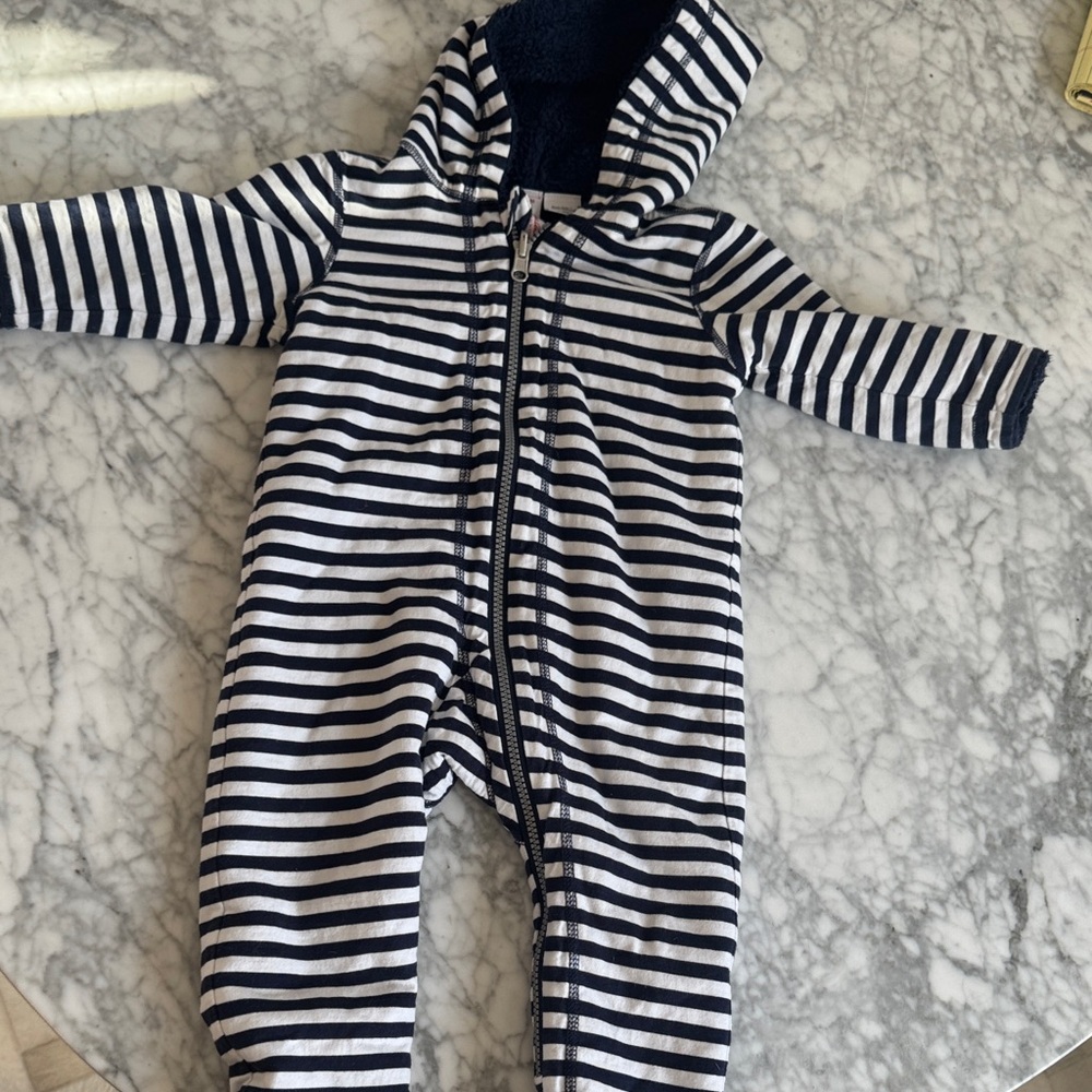Hanna Andersson Navy and White Striped Footie